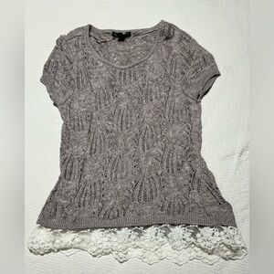 INC International Concepts: Women’s Knit Blouse with Lace Trim- Size XL